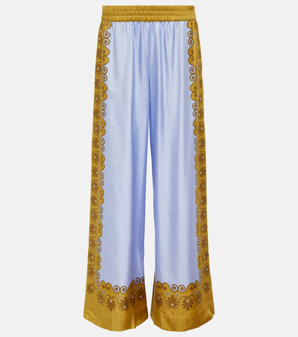 La DoubleJ Printed silk twill palazzo pants