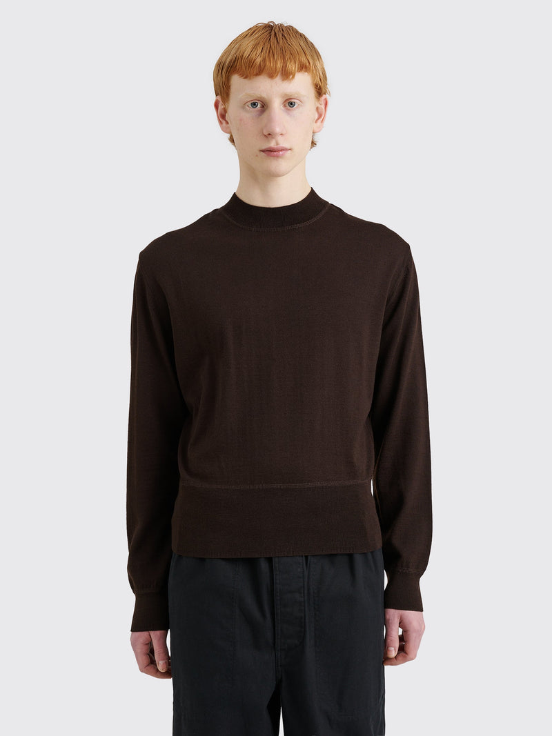 Lemaire Mock Neck Jumper Pecan Brown