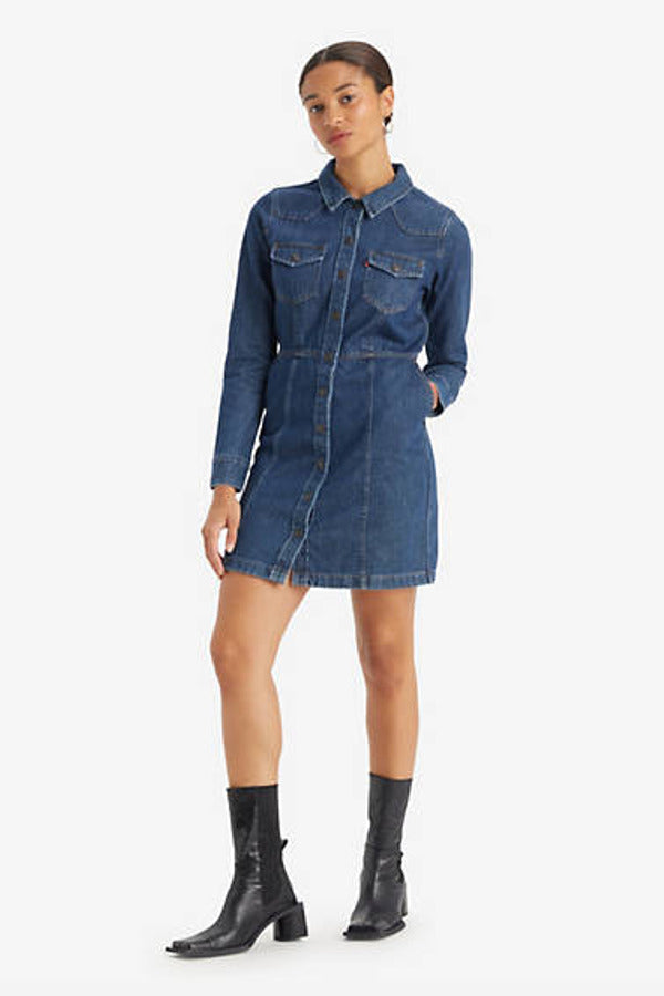 Levi's Flynn Western Dress Blue