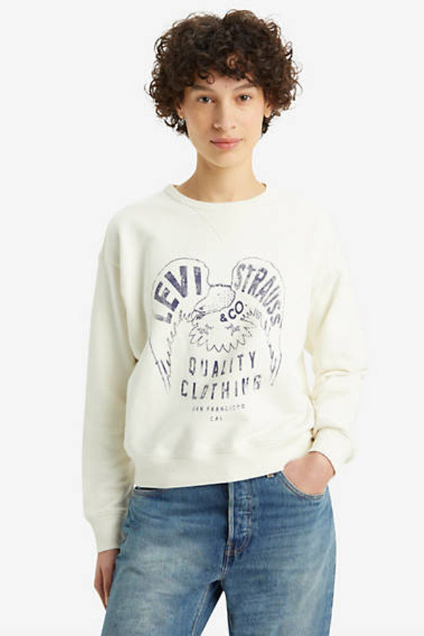 Levi's Graphic Signature Crewneck Sweatshirt - Cream / Crew Levis Eagle Egret