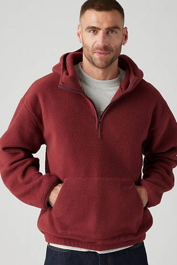 Levi's Hooded Sherpa Pullover Red