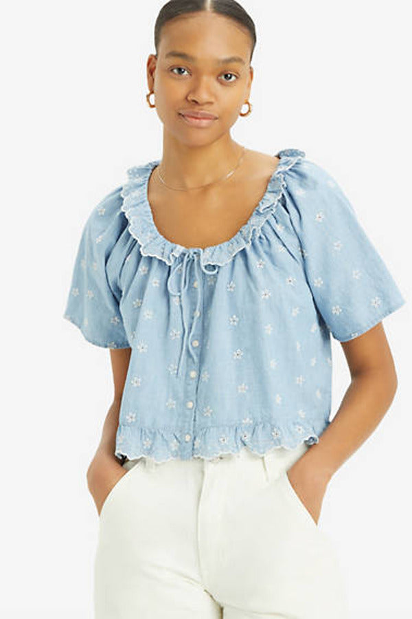 Levi's Lyka Short Sleeve Lightweight Blouse Blue