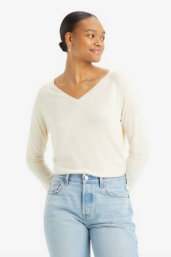 Levi's Petal V Neck Sweater White