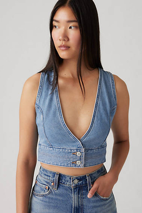 Levi's Raine Denim Crop Top Blue