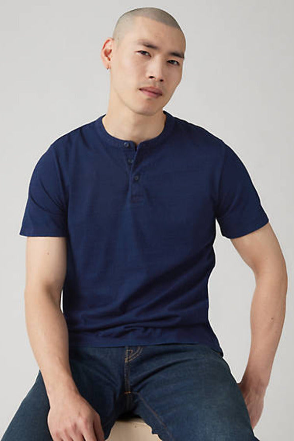 Levi's Short Sleeve Housemark Henley Blue