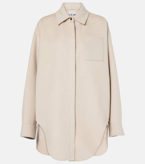 Loewe Leather-trimmed wool and cashmere overshirt