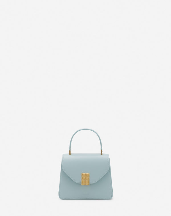Small Concerto Leather Handbag With Handle For Women Ice Blue Lanvin