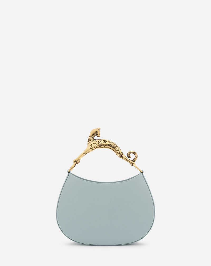 Small Leather Hobo Cat Bag For Women Ice Blue Lanvin