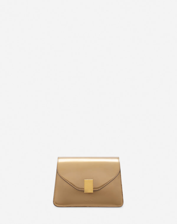 Concerto Metallic Leather Clutch For Women Gold Lanvin