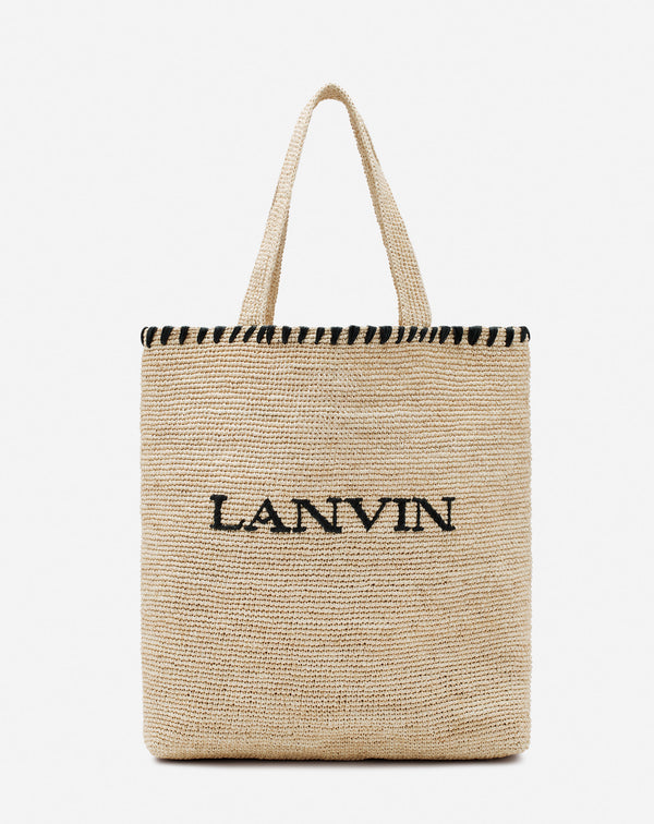 Lanvin Raffia Tote Bag For Women Natural/black Lanvin