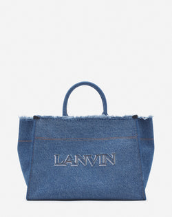 In & out Mm Tote Bag In Denim For Women Denim Blue Lanvin