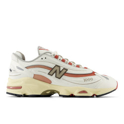 New Balance Men's 1000 in White/Red Leather, 