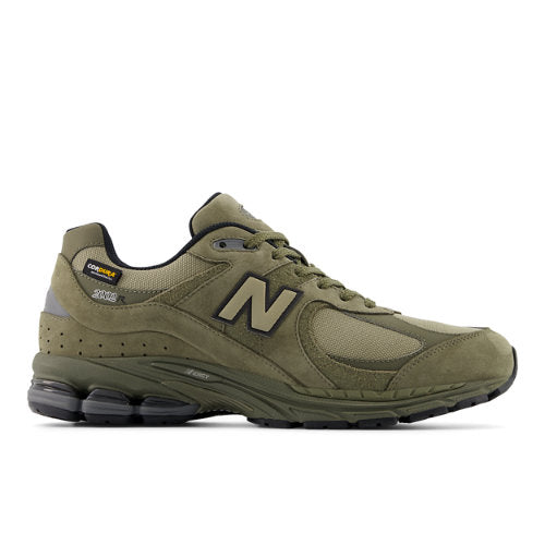 New Balance Men's 2002R in Green/Beige/Black Leather, 