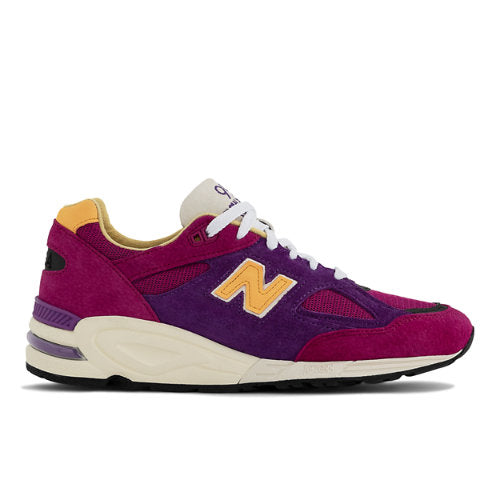 New Balance Made in USA 990v2 in Purple Yellow Leather