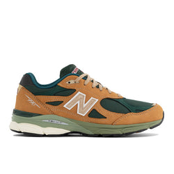 New Balance Made in USA 990v3 in Brown Green Leather