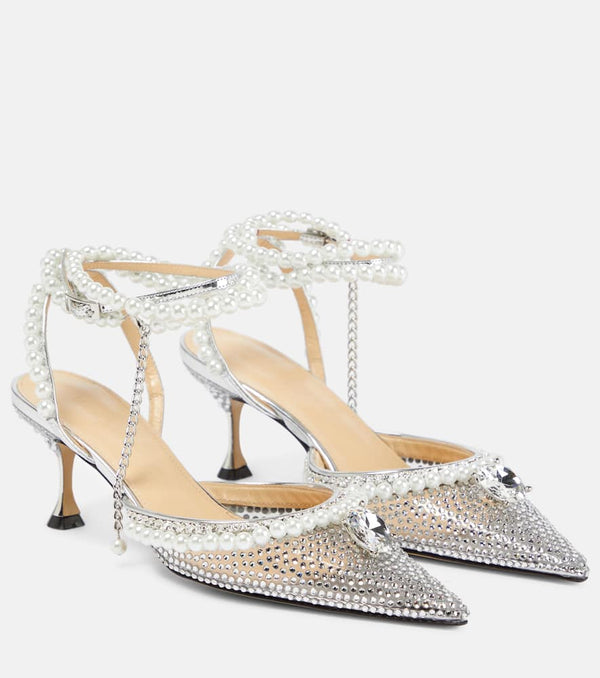 Mach & Mach Faux-pearl embellished PVC pumps