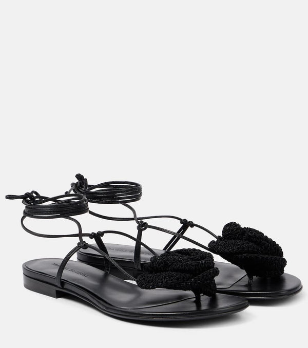 Magda Butrym Floral-appliqué crochet-trimmed leather sandals