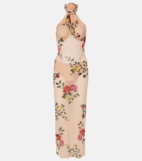 Magda Butrym Floral halterneck ruched bustier dress