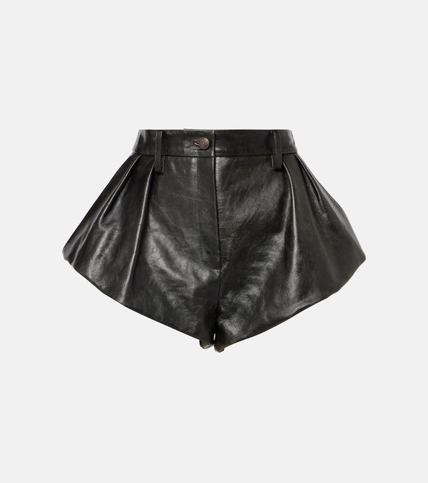 Magda Butrym Pleated flared leather shorts