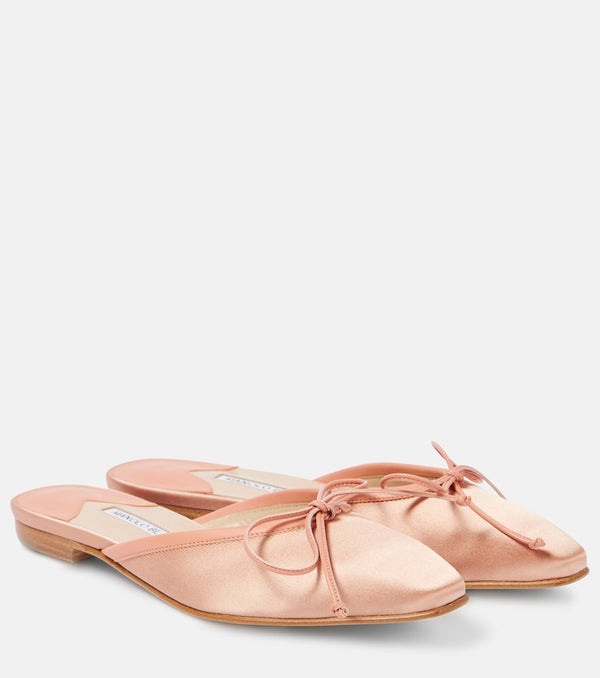 Manolo Blahnik Ballerimu leather-trimmed satin mules