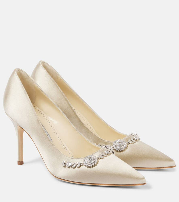 Manolo Blahnik Lamikpump embellished satin pumps