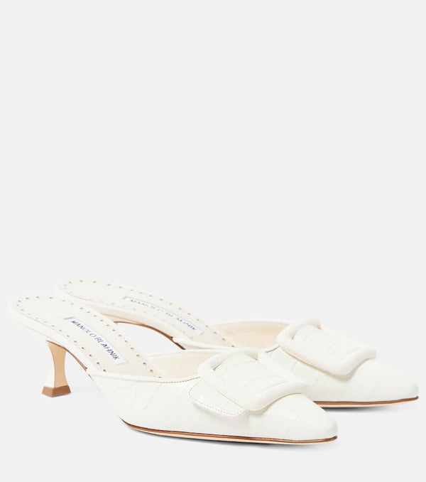 Manolo Blahnik Maysalebi 50 croc-effect leather mules