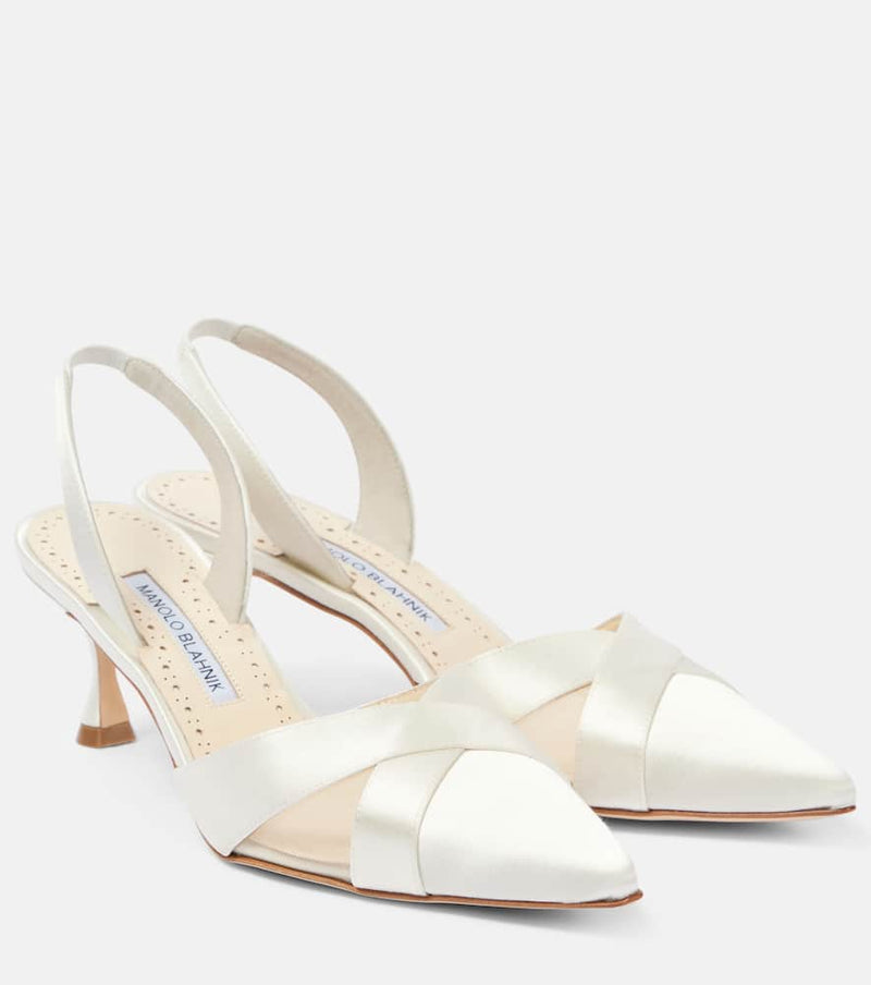 Manolo Blahnik Oyounasli 50 satin slingback pumps