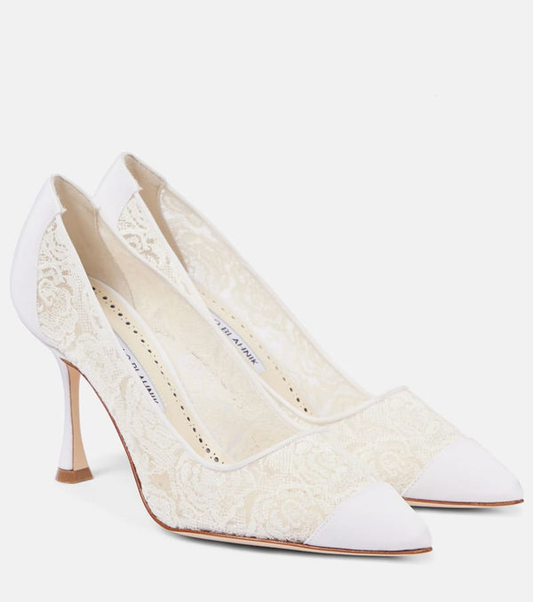 Manolo Blahnik Sololaria 90 lace and suede pumps