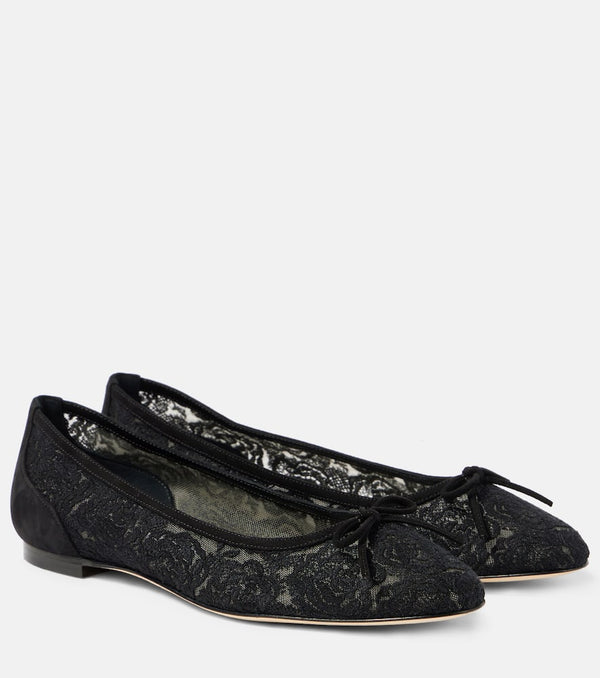 Manolo Blahnik Verizzo floral lace ballet flats