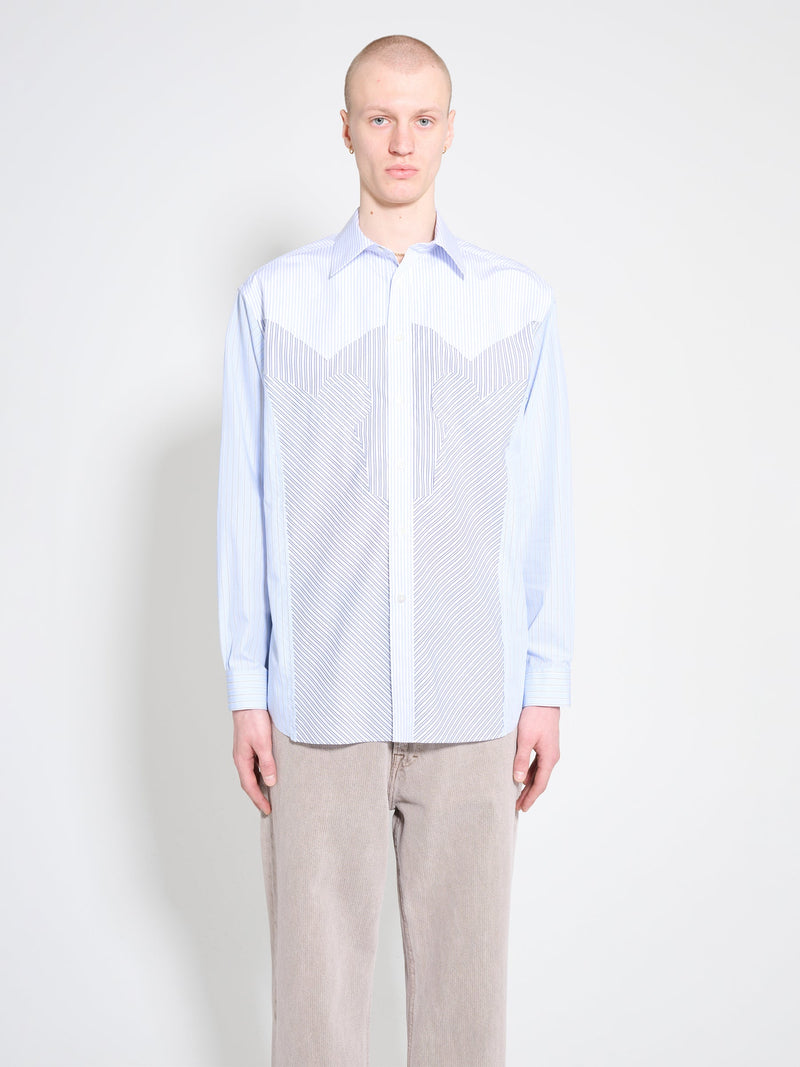 Maison Margiela Long Sleeved Shirt White Blue