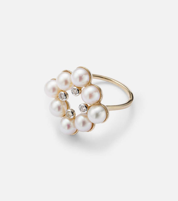 Mateo Cluster 14kt gold ring with pearls and diamonds