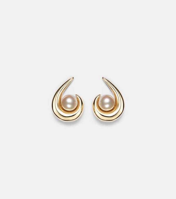 Mateo Pearl Curl 14kt gold earrings with freshwater pearls