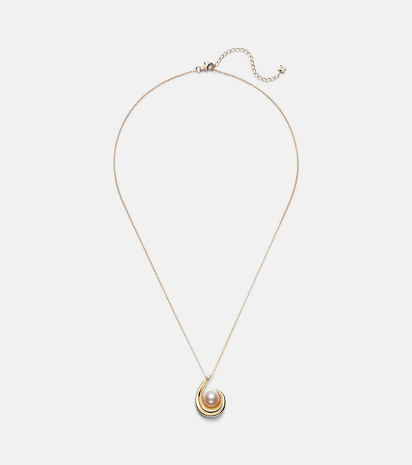 Mateo Pearl Curl 14kt gold pendant necklace with freshwater pearl