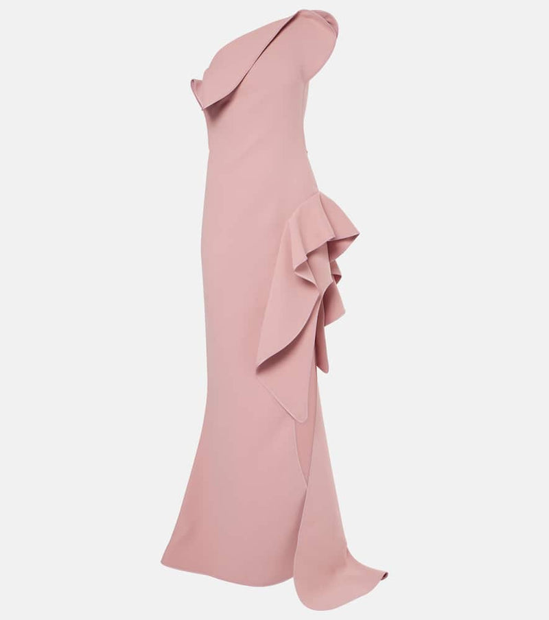 Maticevski Provenance ruffled one-shoulder crêpe gown