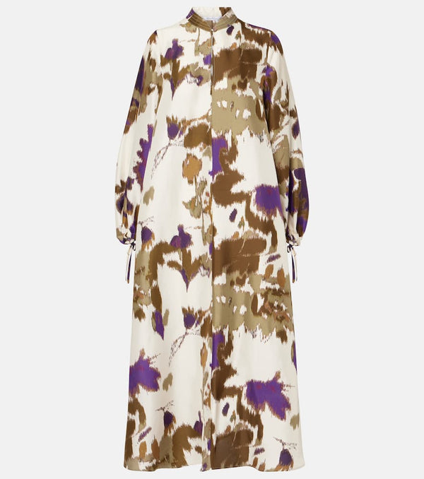 Max Mara Maesa balloon-sleeve printed silk maxi dress