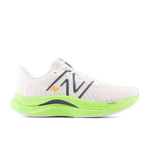 New Balance Men's FuelCell Propel v4 in White/Green/Blue Synthetic, 