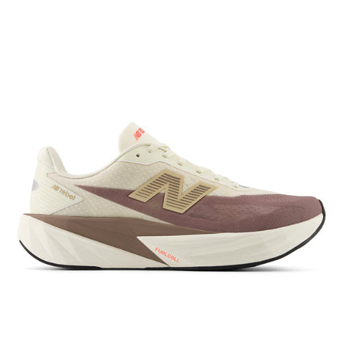 New Balance FuelCell Rebel v5 in Beige Brown White Synthetic Wide