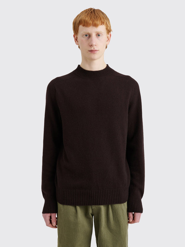 Margaret Howell Saddle Crew Neck Cashmere Cotton Twist Mahogany