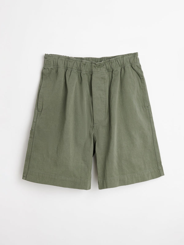 Margaret Howell MHL Pull Up Shorts Cotton Hemp Twill Uniform Green