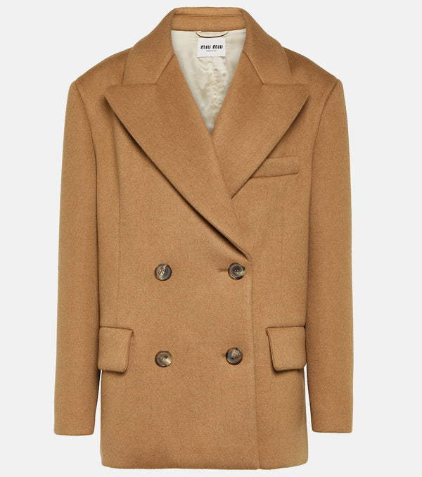 Miu Miu Double-breasted camel hair blazer