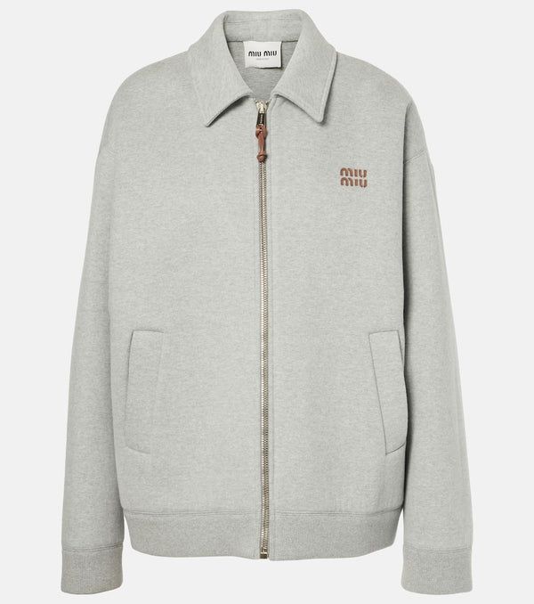 Miu Miu Logo cotton jersey blouson