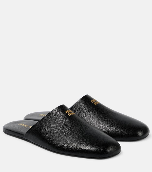 Miu Miu Logo leather mules