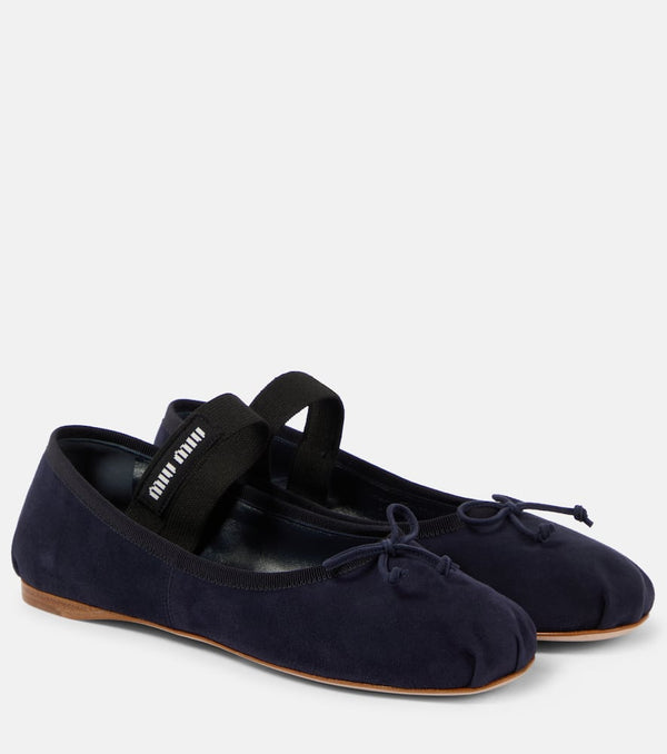 Miu Miu Logo suede ballet flats