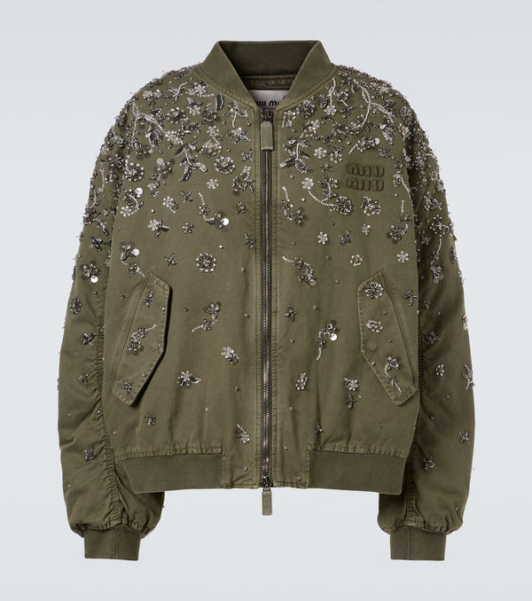 Miu Miu Sequined cotton gabardine bomber jacket