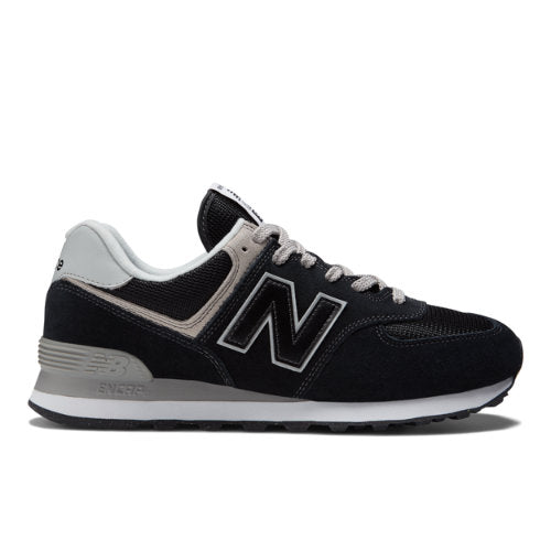 New Balance Men's 574 Core in Black/White Suede/Mesh, Wide