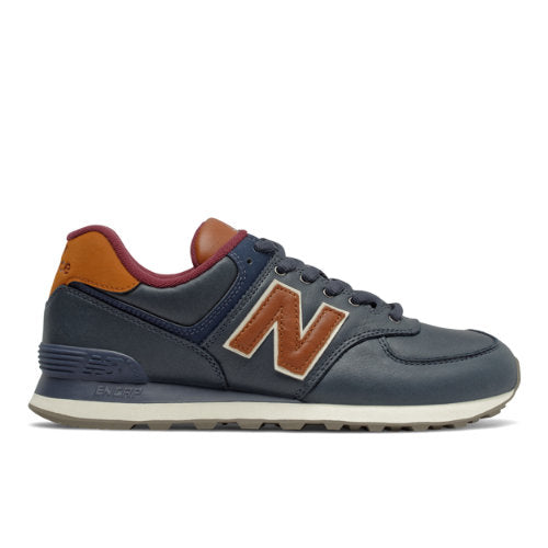 New Balance 574 in Navy Orange Leather