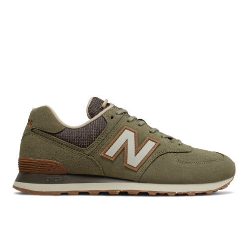 New Balance Unisex 574 Wabi Sabi in Green/Beige Leather, 