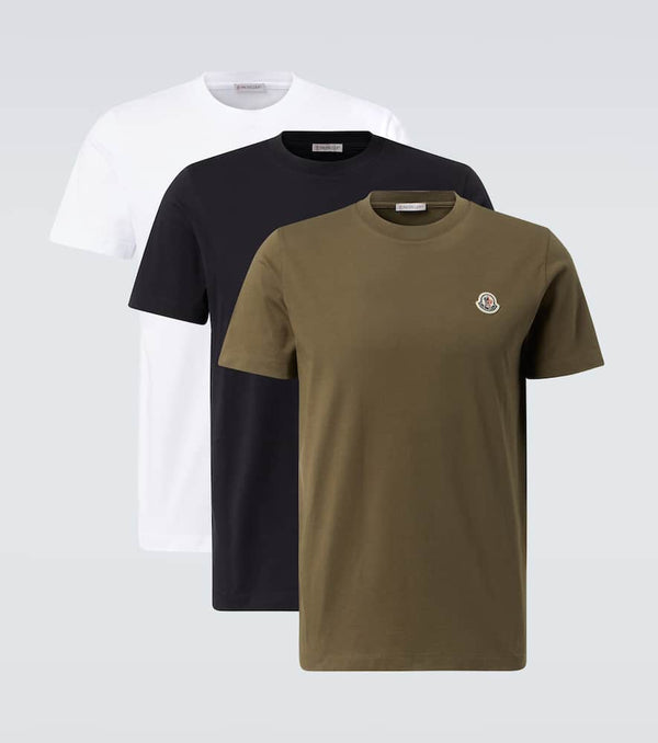 Moncler Set of 3 logo cotton jersey T-shirts