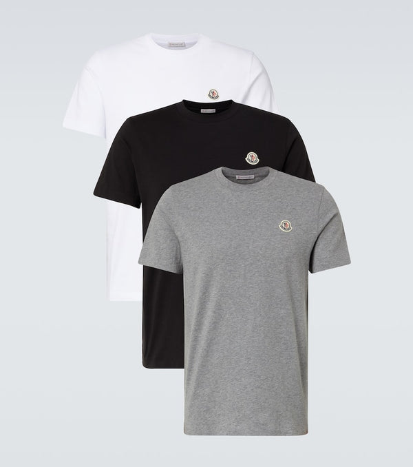 Moncler Set of 3 logo cotton jersey T-shirts