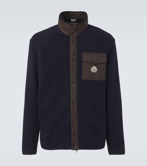 Moncler Wool-blend fleece zip-up cardigan